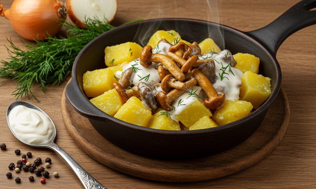 Картошка с грибами в сметане — простой рецепт вкусного ужина